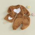 thumbnail image 3 of Heart Pattern Fleece Sweatshirts Pants Bag for Toddler Girls in Fall, 3 of 9