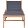 thumbnail image 4 of vidaXL Folding Sun Lounger with Wheels Solid Teak and Textilene, 4 of 9