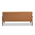 thumbnail image 4 of Sorrento Mid-Century Modern Tan Faux Leather Upholstered and Walnut Brown Finished Wood Sofa, 4 of 5