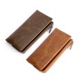 thumbnail image 4 of Clutch Wallet Portable Genuine Leather Credit Card Wallet Zip Billfold for Mens, 4 of 10