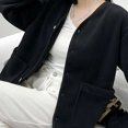 thumbnail image 4 of HAiming Women Plush Coats Fleece Long Sleeve V Neck Casual Solid Color Jackets Fall Winter Trendy Outwear Clothes, 4 of 6