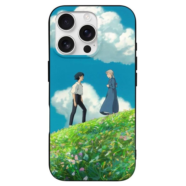 Funda de TPU de El Castillo Ambulante para iPhone 16 Pro: ultrafina, a prueba de golpes, antiamarilleo, resistente a arañazos, compatible con carga inalámbrica, agarre mejorado, estilo negro.