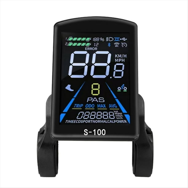 Pantalla de Bicicleta Eléctrica S-100 Control de Pantalla LCD 24V - 72V Medidor de Velocidad Velocímetro de 5 Pines Conector SM