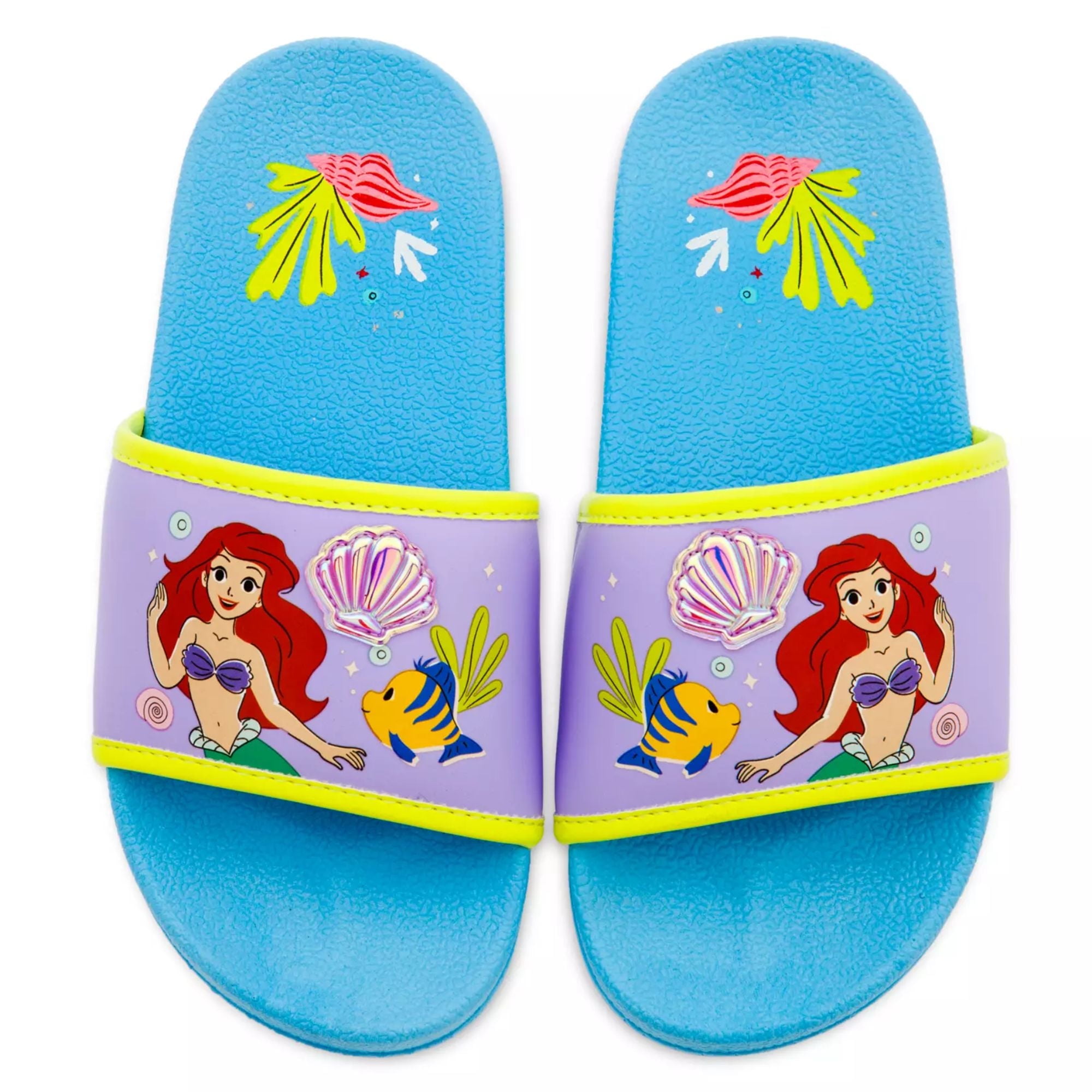 Disney Store Ariel Flounder The Little Mermaid Slides Flip Flops