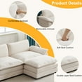 thumbnail image 2 of Ktaxon 120" W Sectional Sofa Modern Convertible Couch with Double Cushions L Shaped Sofa with Reversible Chaise, Teddy Velvet Sofa Set with 3 Wider Seater Teddy White, 2 of 7