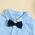 thumbnail image 5 of Mercatoo Toddler Boy Fashion Outfits Clothes Toddler Boys 𝐒ummer Suit Short Sleeved Light Blue Shirt With Bow Tie Baby Clothes, 5 of 9