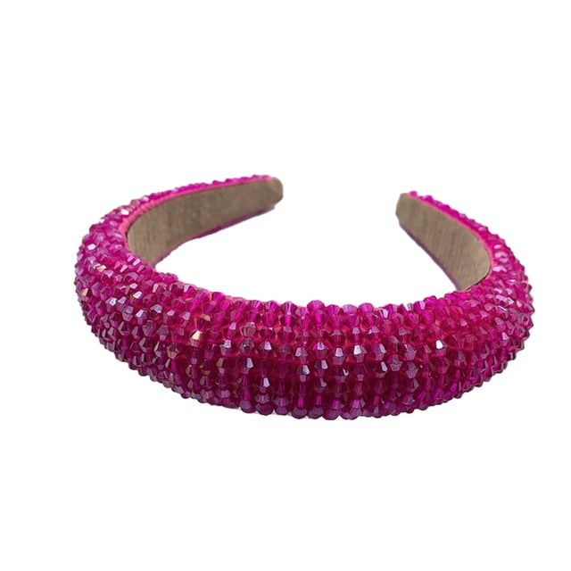 Sonducket Diademas con cuentas de cristal con purpurina, tocado de punto Flexible para el cabello, tocado para mujer, fiesta, colorido brillante Accesorio para el cabello Rosa roja Sonducket AP010971-21B