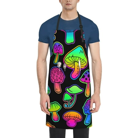 

Naloa Bright Mushrooms Apron Kitchen Aprons with Pockets for Women Men Chef