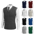 thumbnail image 5 of Men's Sweater Vest V Neck Slim Fit Casual Sleeveless Twisted Knitted Pullover Sweater, 5 of 9