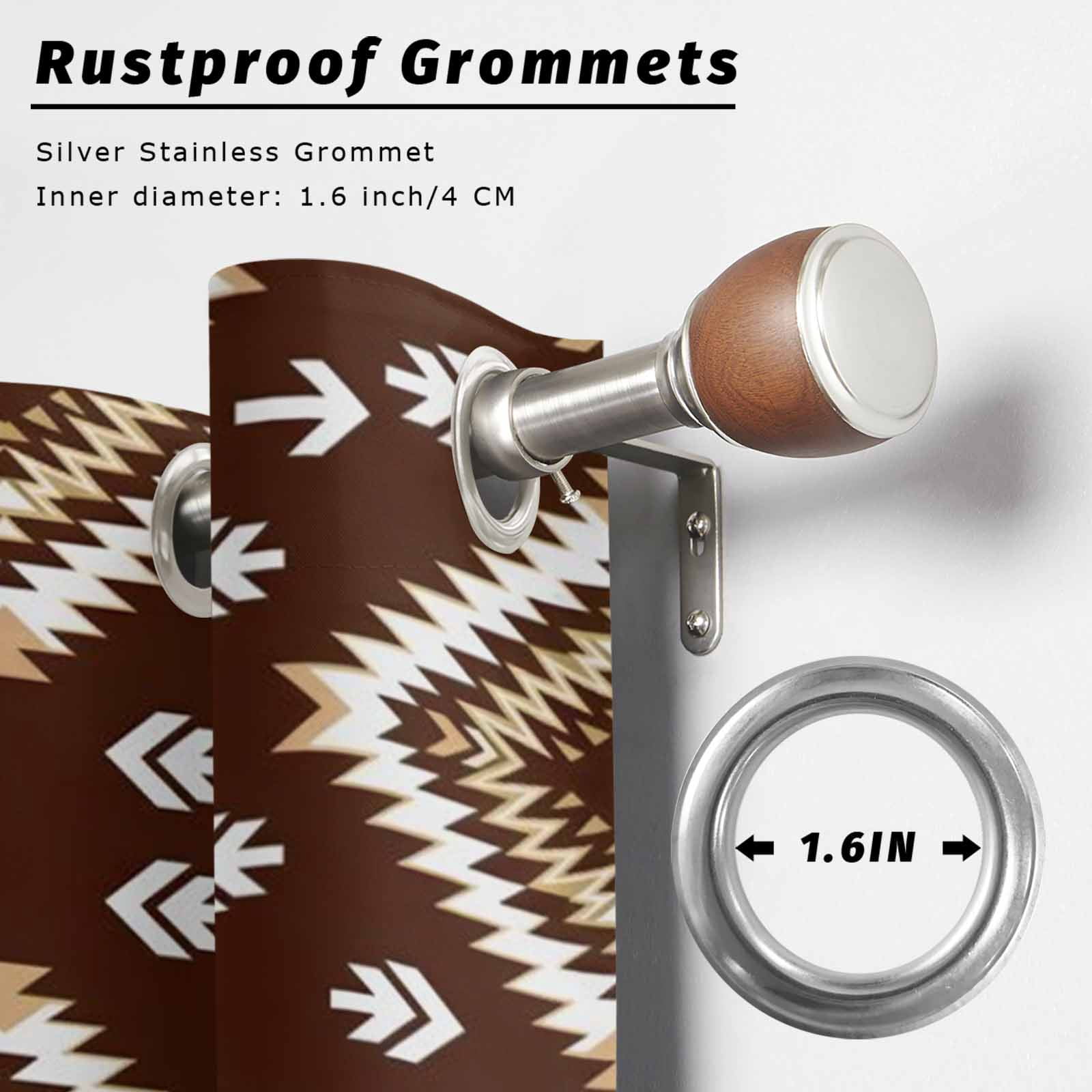 Dark Brown Rectangle Outdoor Curtains for Patio, Tribal Retro Classic Geometric Abstract Sunshade Privacy Drapes Grommet Waterproof Outside Curtains for Porch/Cabana/Balcony 54"x 108", 1 Panel
