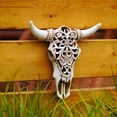 thumbnail image 7 of Dserhfy Retro Bull Skull Ornament Resin 3D Hollow Bull Skull Wall Sculpture Longhorn Cow Head Wall Art Decor for Living Room, 7 of 7