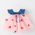 thumbnail image 3 of Infant Baby Girls Princess Dress Cherry Embroidery Patchwork Dress, 3 of 9