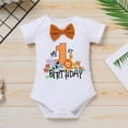 thumbnail image 5 of IBTOM CASTLE Infant Baby Boys Jungle Woodland Sea Animals 1st Birthday Outfit Bowtie Romper + Short Pants Cake Smash Photo Shoot Clothes Set 6-12 Months Brown Boxer, 5 of 7