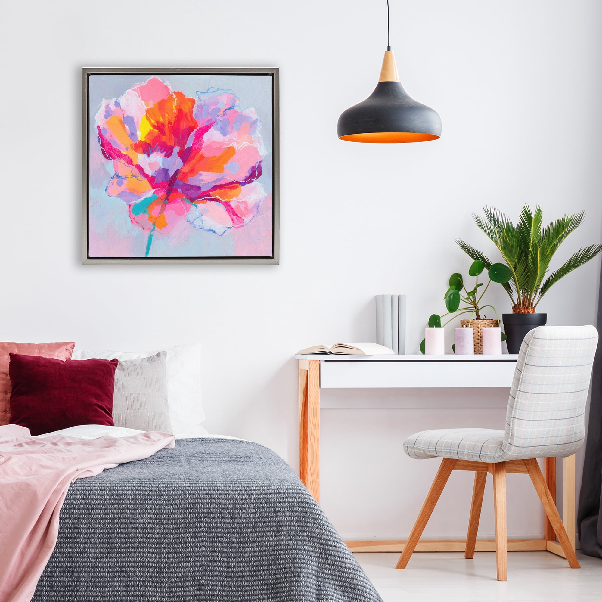 Stupell Industries The Open Petal Expression Gray Framed Floater Canvas Wall Art, design by Chromatic Storm Studio