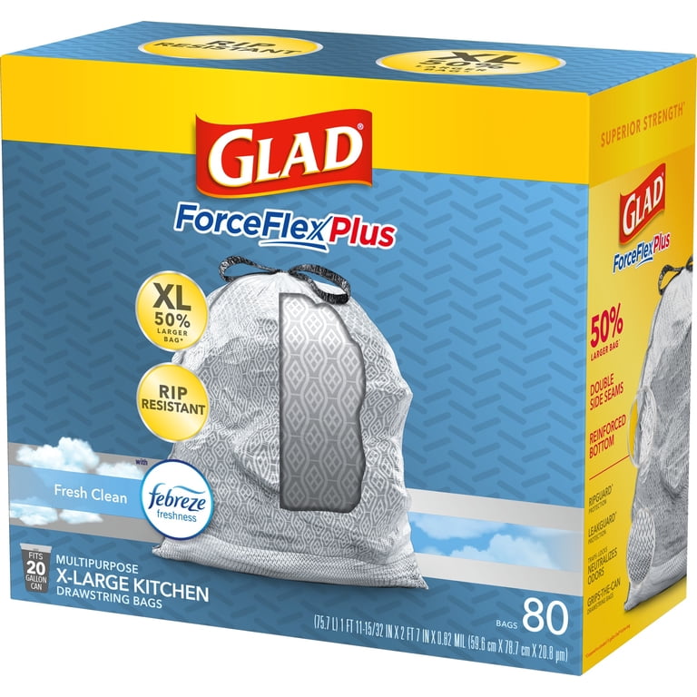Glad ForceFlex Plus 20-Gallon XL Drawstring Trash Bags, 80 Count photo 7