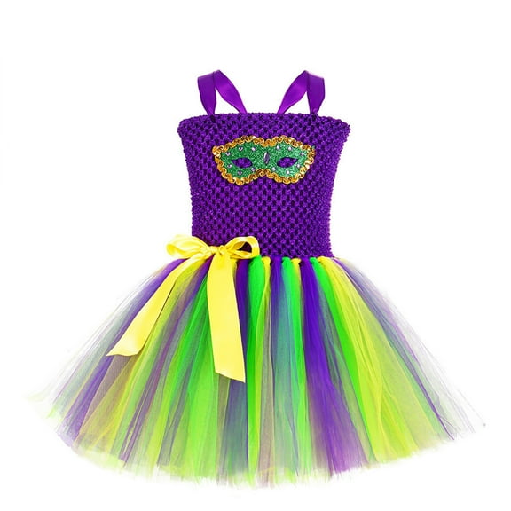 3-8 Years Carnival Mesh Dress for Girls,Mardi Grass Dresses for Little Girls Tutu Dress,Toddler Girl Clothes, Calvin Klein Girls Sleeveless Party Dress,Sequin Dress Ball Princess Dress