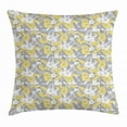 thumbnail image 1 of Luau Throw Pillow Cushion Cover, Hawaiian Vegetation Flowers Abstract Summertime Botanical Composition, Decorative Square Accent Pillow Case, 16 X 16 Inches, Pale Yellow Grey White, by Ambesonne, 1 of 2