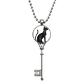 thumbnail image 1 of El antiguo Egipto Abstract Black Cat patron Colgante Collar Vintage Llavero Plata Joyas Unbranded M, 1 of 3