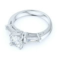 thumbnail image 3 of Sterling Silver Tapered Baguette and Round Brilliant Cut Simulated Diamond Three-Stone Promise Engagement Ring For Women (8.5), 3 of 6