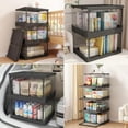 thumbnail image 5 of Clear Stackable Storage Bins with Magnetic Doors & Lids, Foldable Plastic Organizer Boxes, Open Front Design for Easy Access, 5 of 6