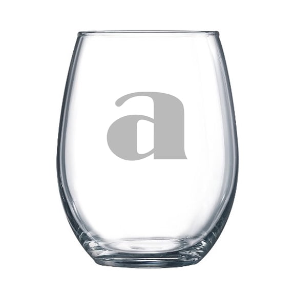 4-pc Broadway Personalized 15 oz Stemless Wine Glass, Letter A
