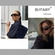 thumbnail image 2 of Gafas de sol BUTABY Trendy Rectangle para mujeres y hombres con montura negra, 2 of 6
