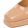 thumbnail image 4 of Women's Pumps High Heel 9CM Patent Leather Square Toe Buckle Strappy Party Wedding Shoes, 4 of 5