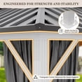 thumbnail image 4 of EAGLE PEAK 12'x14' Outdoor Patio Hardtop Gazebo with Aluminum Frame, Galvanized Steel Double Roof with Netting and Curtains, White/Gray, 4 of 9