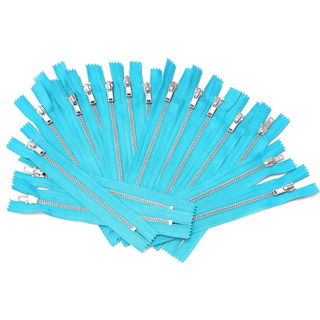 10 pcs Silver Metal Teeth #3 Teeth Zippers - Kyezi Design & Craft (Turquoise, 18 inch)