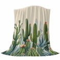 thumbnail image 6 of Green Cactus Blanket Soft Cozy Warm Throw Blanket for Couch, Plush Fuzzy Flannel Fleece Blankets for Sofa, Watercolor Summer Botanical Beige Bed Blankets Lightweight Gifts for Women, 30"x40", 6 of 9