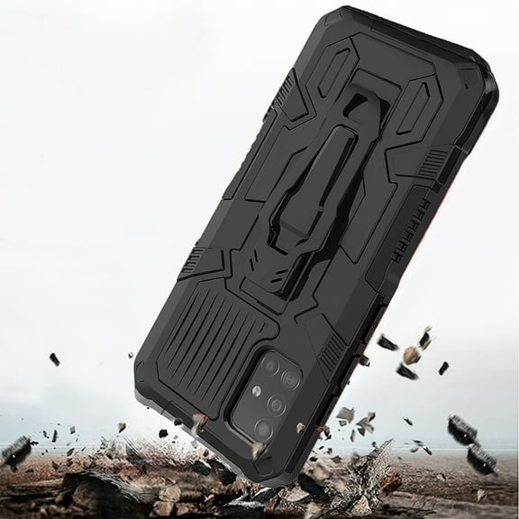 Galaxy A72 5G Case, Dual Layers [Combo Holster] And Built-In Kickstand Hybird Shockproof (Black)