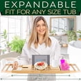 thumbnail image 5 of SereneLife Luxury Bamboo Bathtub Caddy Tray - Adjustable Natural Wood Bath Tub Organizer with Wine Holder, Cup Placement, Soap Dish, Book Space & Phone Slot for Spa, Bathroom & Shower SLBCAD20, 5 of 7