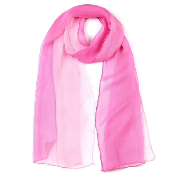 INSPIRE CHIC Women's Scarf Chiffon Silky Gradient Color Lightweight Long Wrap Shawl Pink
