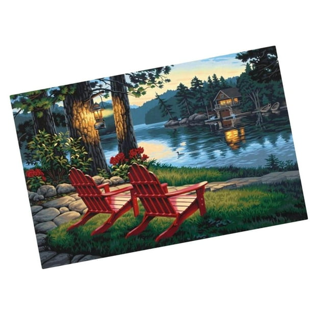 Diamante Pintura Kit de Bricolaje para Principiantes Fantasy Flower \u0026 Landscape Crystal Rhinestone Arte Artesanía para Sala de Estar Decoración Paisaje del lago Baoblaze Kits de pintura de diamantes 5D