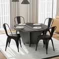 thumbnail image 4 of Costway Stackable Metal Dining Chairs Set of 4 w/ Backrest & PU Leather Padded Seat Black, 4 of 10