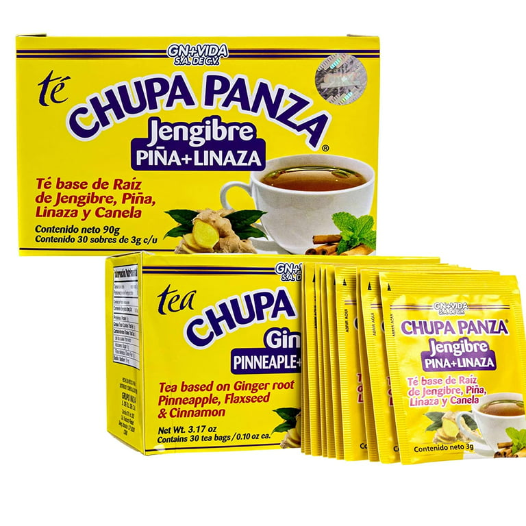 Tea Chupa Panza, Tea Based Onginger Root, Pinneapple, Flaxseed & Cinnamon (30 Tea Bags/0.10 oz Each) - Set of 2