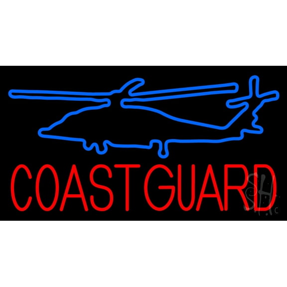 Coast Guard LED Neon Sign 13 x 24 - inches, Black Square Cut Acrylic Backing, with Dimmer - Bright and Premium built indoor LED Neon Sign for Defence Force.
