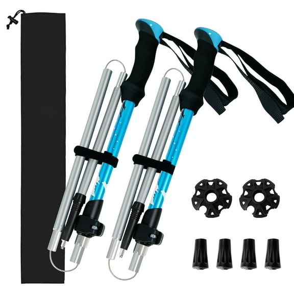 Kroyicegears Collapsible Trekking Poles for Hiking - 2 Pack Collapsible Aluminum Walking Stick