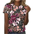 thumbnail image 1 of Birdeem Blouses pour Femmes Mode Imprimé Hauts Manches Courtes Blouse Col Rond T-Shirt Hauts, 1 of 12