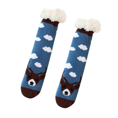 

Yubnlvae Floor Socks Soft Socks Home Fuzzy Winter Super Unisex Lined Socks Socks Slipper Warm Socks Navy