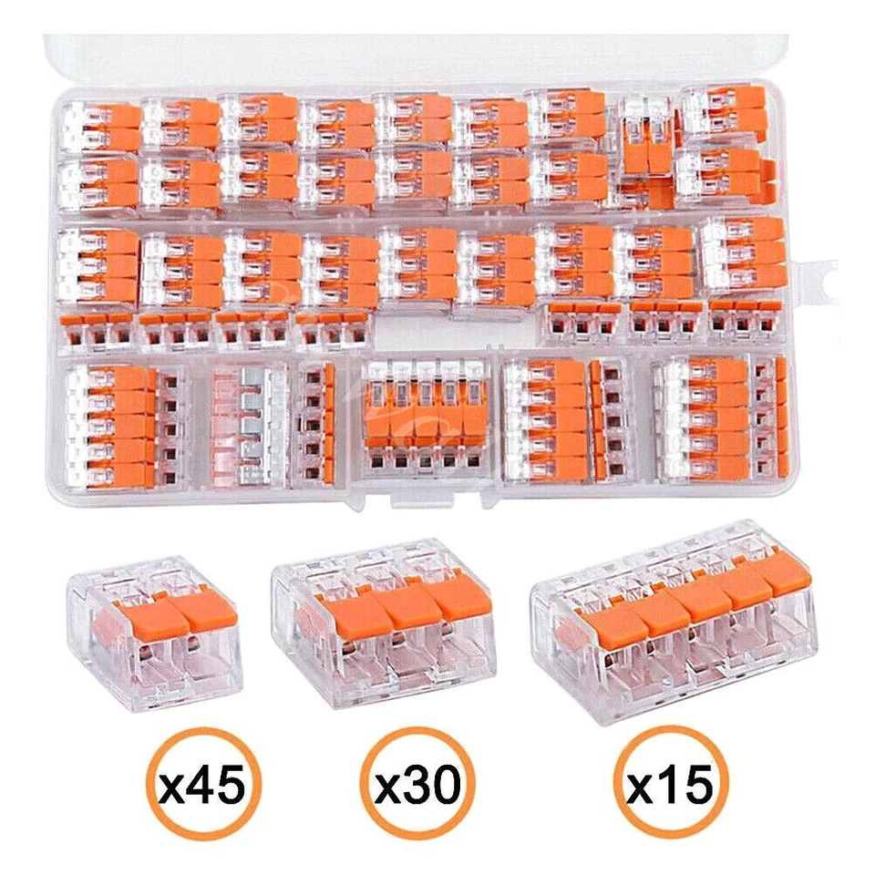 CIRCLE- 90X For Wago 221 Electrical Connectors Wire Block Clamp Terminal Cable Reusable