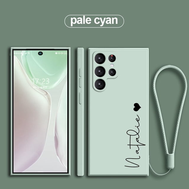 Funda de silicona líquida personalizada con nombre de corazón para Samsung Galaxy S23, S21, S20 Ultra FE, S10 Plus, S22 Ultra 5g qiuyongmign unisex