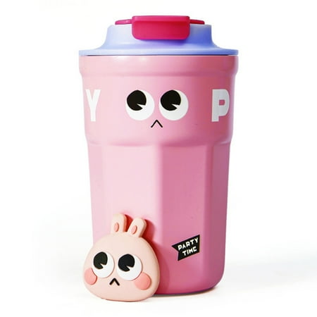 

400ml Funny Vacuum Insulated Thermos Stainless Steel Insulated Flask Coffee Travel Mug for Coffee Hot Drink & Cold Drink Pink