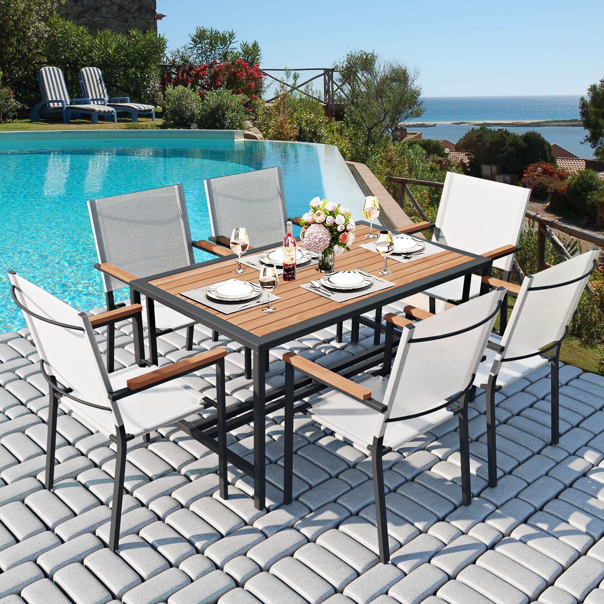 Outdoor Patio Furniture Sets, 7 Piece Outdoor Wicker Conversation Set