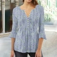 thumbnail image 4 of Blouses pour Femmes, T-Shirt Imprimé Manches 3/4 Blouse Col en V Décontractée, 4 of 5