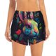 thumbnail image 2 of Balery Colorful Patterned Rabbit Pantalones cortos deportivos para mujer con forro y dos bolsillos, elásticos, para entrenamiento, gimnasio, yoga-Large, 2 of 7