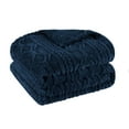 thumbnail image 2 of Superior Arctic Fleece Boho Knit Jacquard Blanket, King, Navy Blue, 2 of 7