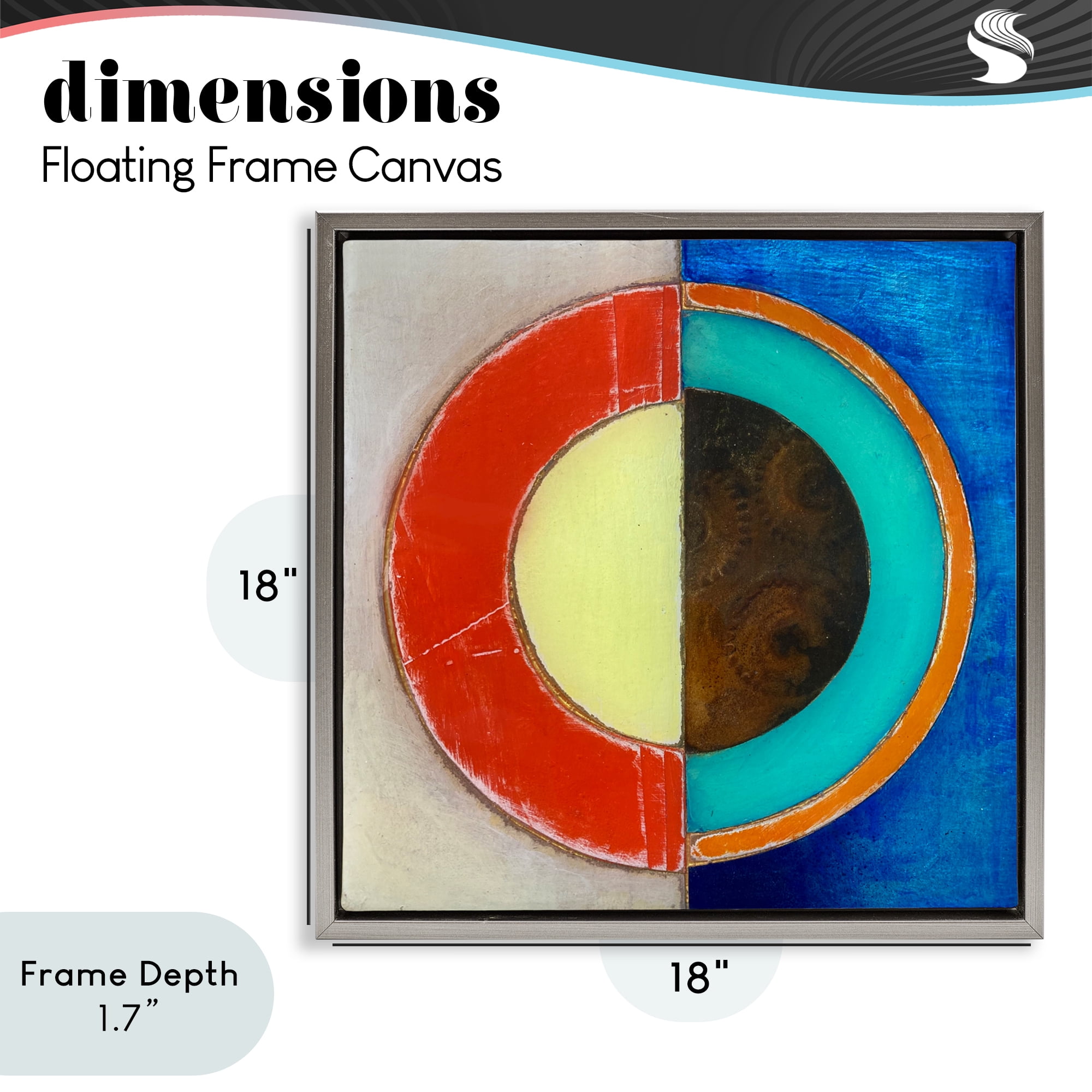 Stupell Industries Round Structured Color Block Gray Framed Floater Canvas Wall Art, design by Matthew Finger