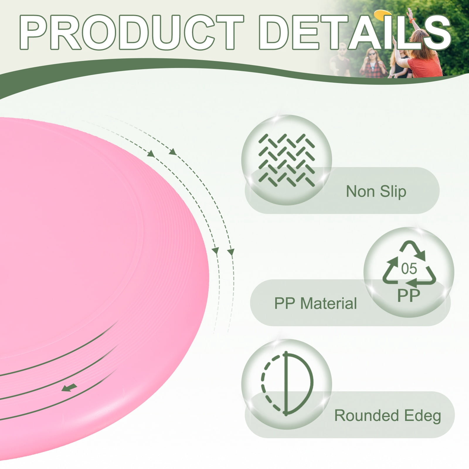 Flying Disc, Sports Flying Disc 10.7 inch & 175g & 5 Pack & Plastic & Pink with Carry Ring - Fitting for (Outdoor/Beach/Camping/Park/Pet/Pro/Beginners)