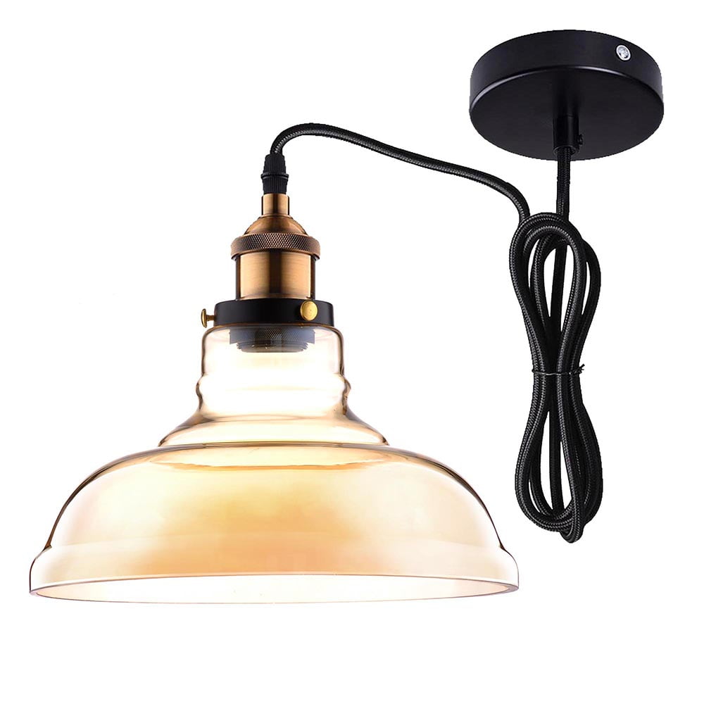 Yescom Hanging Round Shaped Mouth Blown Amber Transparent Glass
